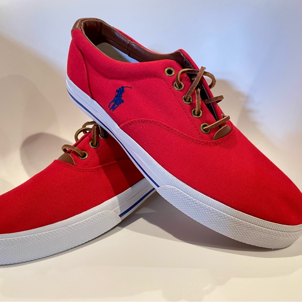 Polo by Ralph Lauren Red Canvas Sneakers with Leather Laces